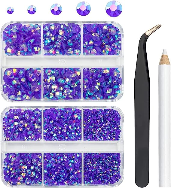 3060PCS White AB Resin Flatback Rhinestone for Tumblers Crystal White AB Flatback Jelly Resin Rhinestones 2mm 3mm 4mm 5mm 6mm Non Hotfix Gems Stones for Mugs Bottles DIY Crafts Decoration