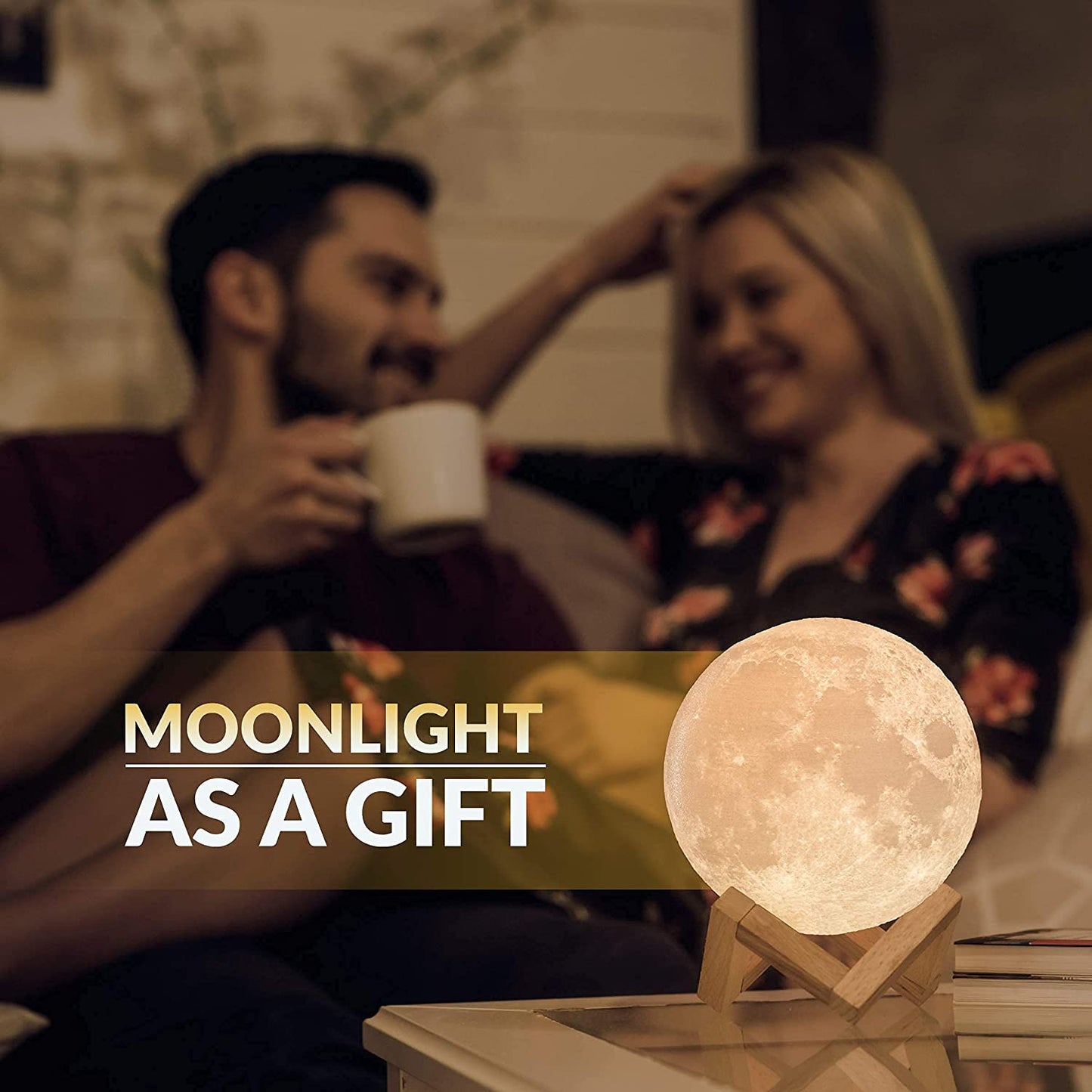 3D Moon Lamp by Mind-glowing - Kids Moon Night Light, 4.7 inch, 16 LED Colors, Wood Stand, Remote Control, Cool Birthday Gift for 9 10 11 12 Year Old Girls, Cute Astrology Bedroom Moon Decor for Women