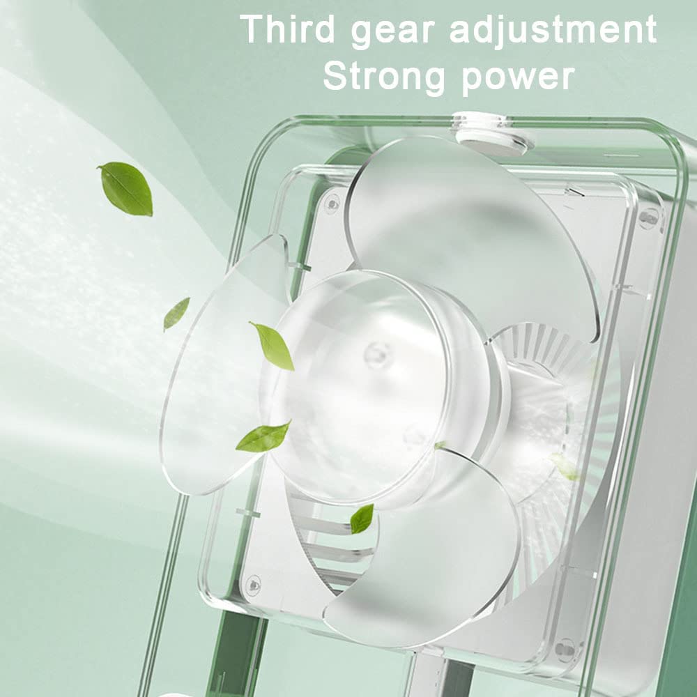 Adjustable Desktop Mini Cooling Fan, Portable USB Charging Humidifier for Home Office Outdoor Spray Fan with Transparent Night Light Personal Air Conditioner