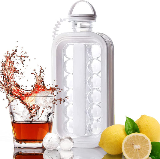 Ice Ball Maker, Portable Ice Maker Bottle Makes 17 Ice Cubes, Ice Cube Molds Bottle Creative Ice Hockey Bubble Ice Maker Kettle for Whiskey/ Hockey/ Champagne/ Juice/ Coffee