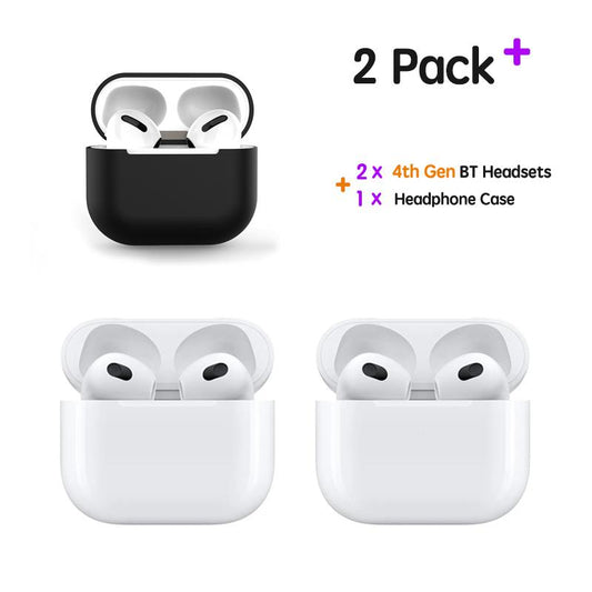 (2+Pack) True Wireless Earbuds, Bluetooth 5.0 Wireless Headphones with Microphone, Headphone Case Cover, Stereo Sound Ear Buds for Home, Office and Running