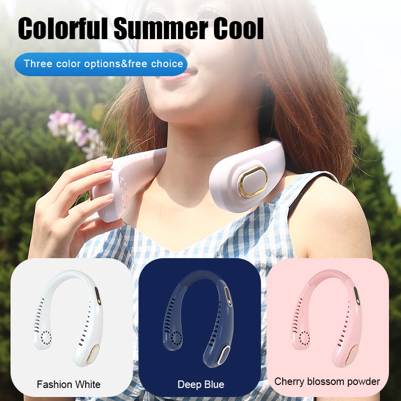 YSYQ Neck Fan, Hands Free Bladeless Fan, Rechargeable Battery Operated Wearable Personal Portable Fan, Digital Display 5 Speed Strong Wind, 360° Adjustable Cooling, Quiet, No Blade Headphone Design, No Hair Twisting, Long Using Time