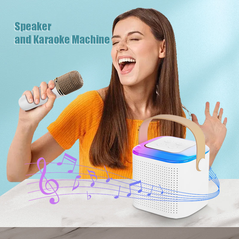 YSYQ Cube Karaoke Bluetooth Speaker with Wireless Microphone, Portable Karaoke Machine Speaker with LED Lights for Adults Kids, PA System, Magic Voice Change, with Hanging Belt, Supports 3.5mm AUX/ TF Playing for Indoor/Outdoor/Party