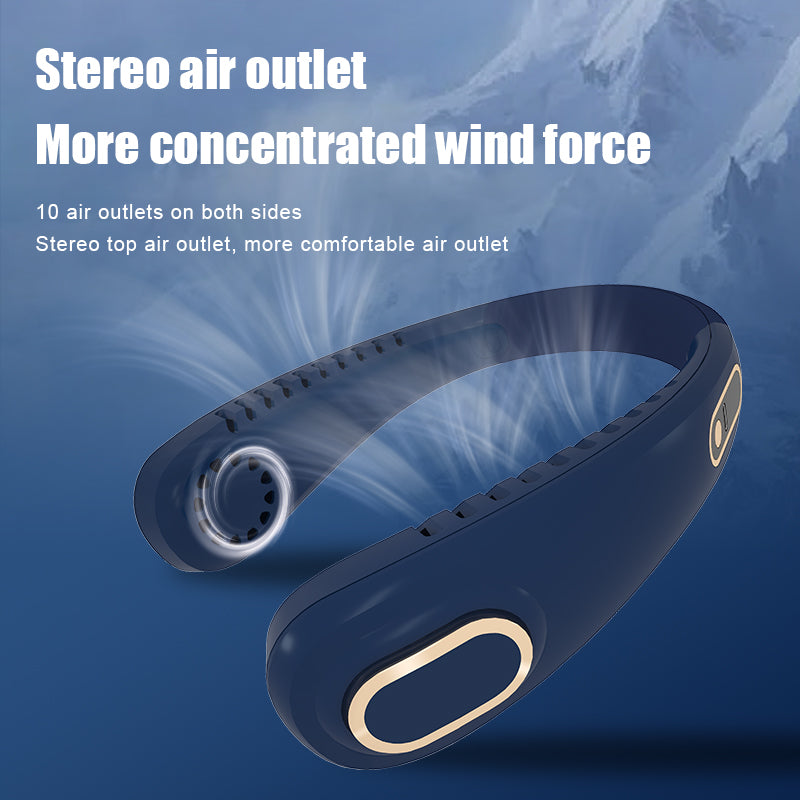 YSYQ Neck Fan, Hands Free Bladeless Fan, Rechargeable Battery Operated Wearable Personal Portable Fan, Digital Display 5 Speed Strong Wind, 360° Adjustable Cooling, Quiet, No Blade Headphone Design, No Hair Twisting, Long Using Time