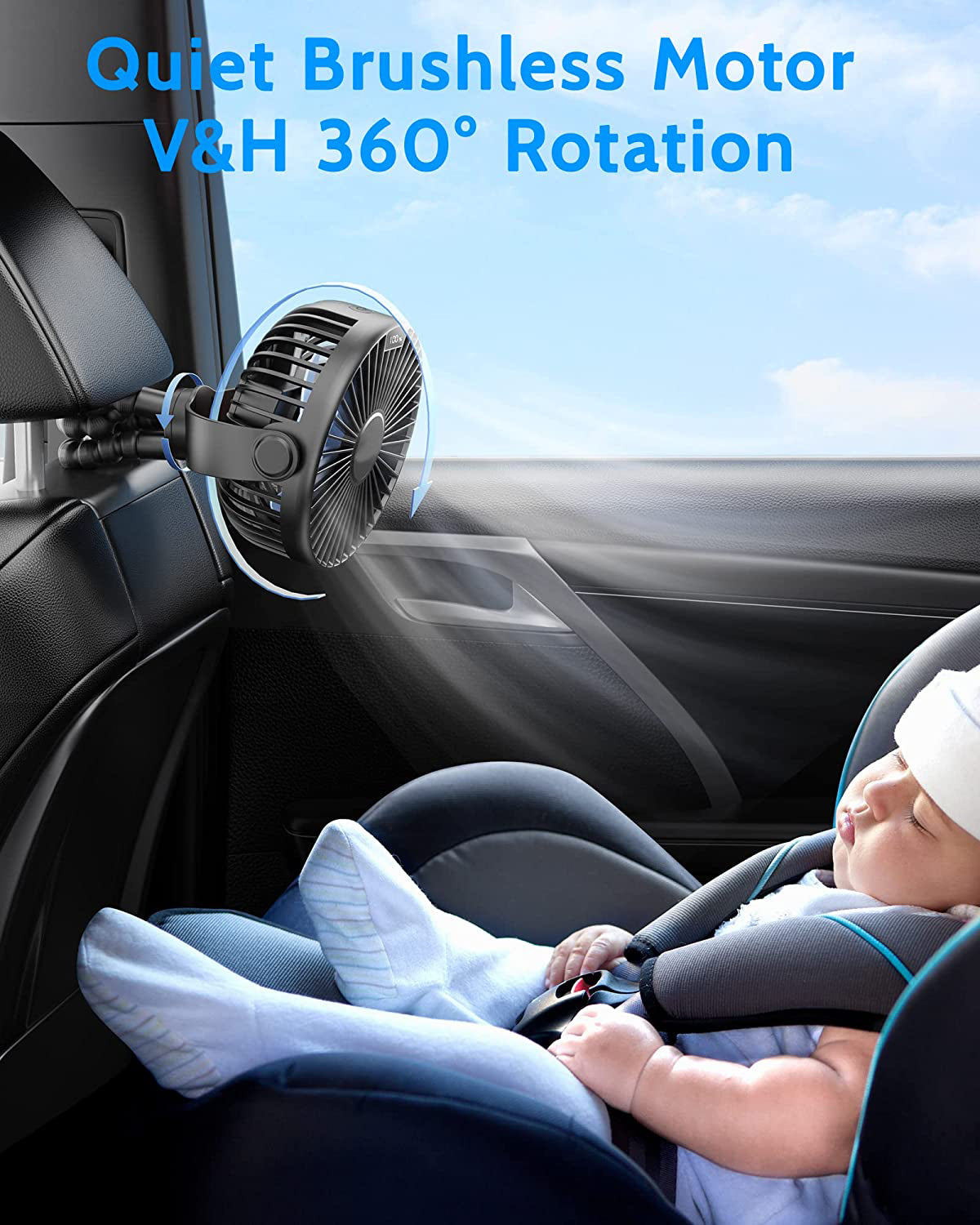 YSYQ  Portable Stroller Fan, LED Display 6000mAh Battery Operated Mini Clip Fan, 4 Speed Rechargeable Small Personal Fan Handheld Desk Cooling Fan For Car Seat Crib Treadmill Travel