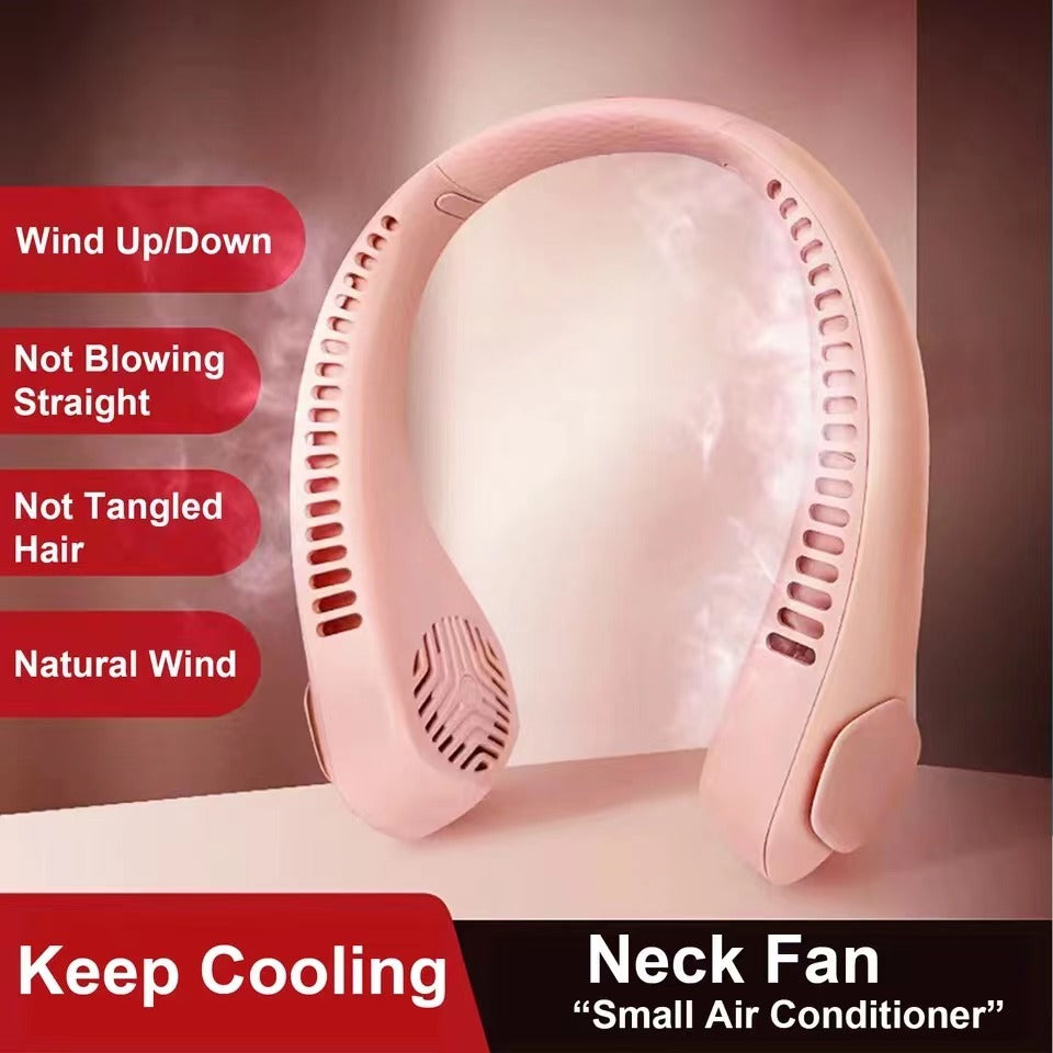 YSYQ Hanging Neck Fan Portable Cooler Fan USB Leafless 360 Degree Neckband Fan 38 Surround Air Outlets 1200Mah Rechargeable mini fan