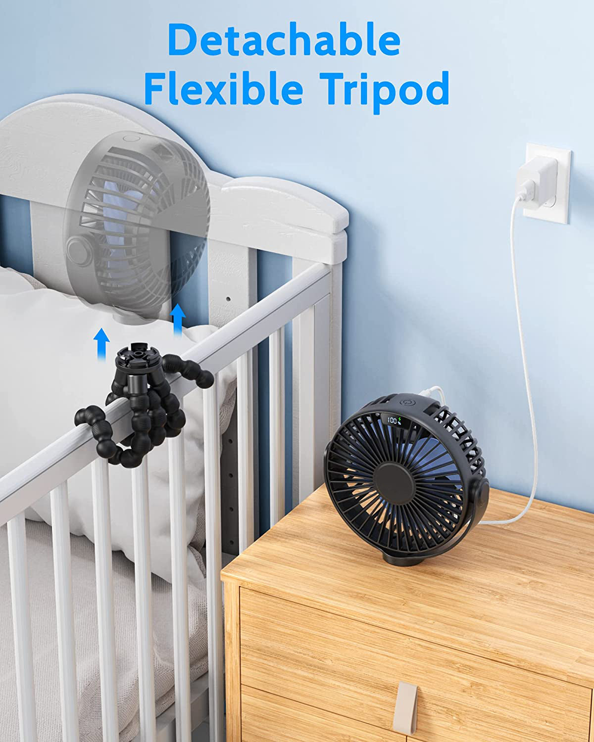 YSYQ  Portable Stroller Fan, LED Display 6000mAh Battery Operated Mini Clip Fan, 4 Speed Rechargeable Small Personal Fan Handheld Desk Cooling Fan For Car Seat Crib Treadmill Travel