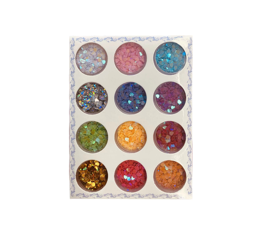 Nail Art Charms Sequin Heart Shape Glitter Slime Flakes For Nail Face Eye Slime 12 colors