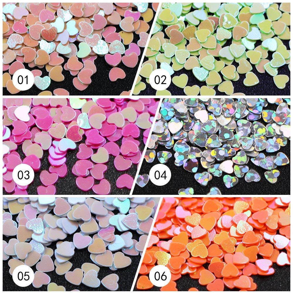 Nail Art Charms Sequin Heart Shape Glitter Slime Flakes For Nail Face Eye Slime 12 colors