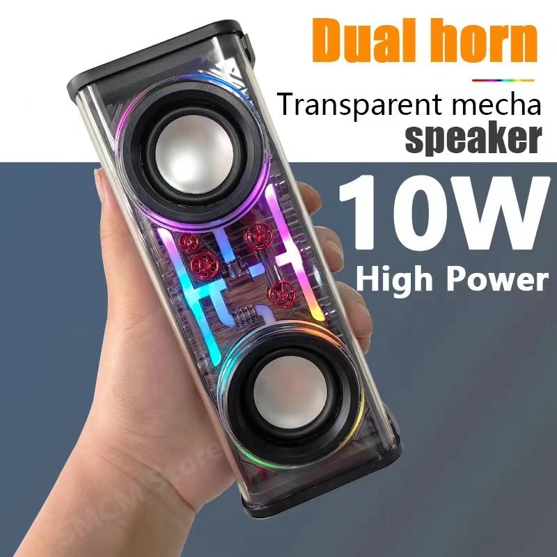 YSYQ Transparent Mecha Wireless Bluetooth Speaker BT 5.2 Speaker with LED Light, Stereo Sound Portable Wireless Speaker TWS Pairing for Party Beach Camping Travel