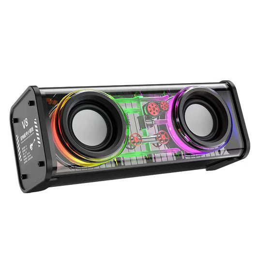 YSYQ Transparent Mecha Wireless Bluetooth Speaker BT 5.2 Speaker with LED Light, Stereo Sound Portable Wireless Speaker TWS Pairing for Party Beach Camping Travel