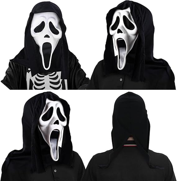 Scream Mask for Adult, Halloween Ghost Mask Scary Skull Face Mask Creepy Latex Mask for Men Christmas Costume