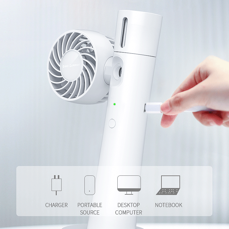 YSYQ Portable Misting Fan, Handheld Desktop Mist Cooling Fan, Battery Operated Rechargeable Mini Personal Water misting Fan 1200mAh with Water Spray, Movable Fan head for Travel, Desktop, Camping, Outings