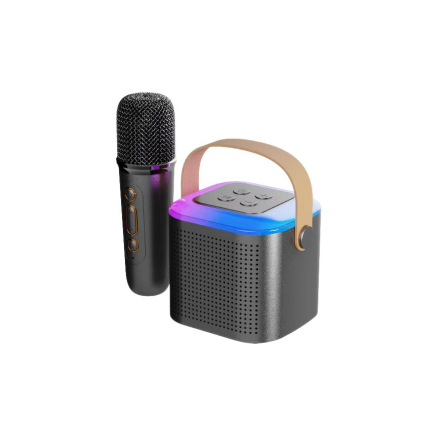 YSYQ Cube Karaoke Bluetooth Speaker with Wireless Microphone, Portable Karaoke Machine Speaker with LED Lights for Adults Kids, PA System, Magic Voice Change, with Hanging Belt, Supports 3.5mm AUX/ TF Playing for Indoor/Outdoor/Party