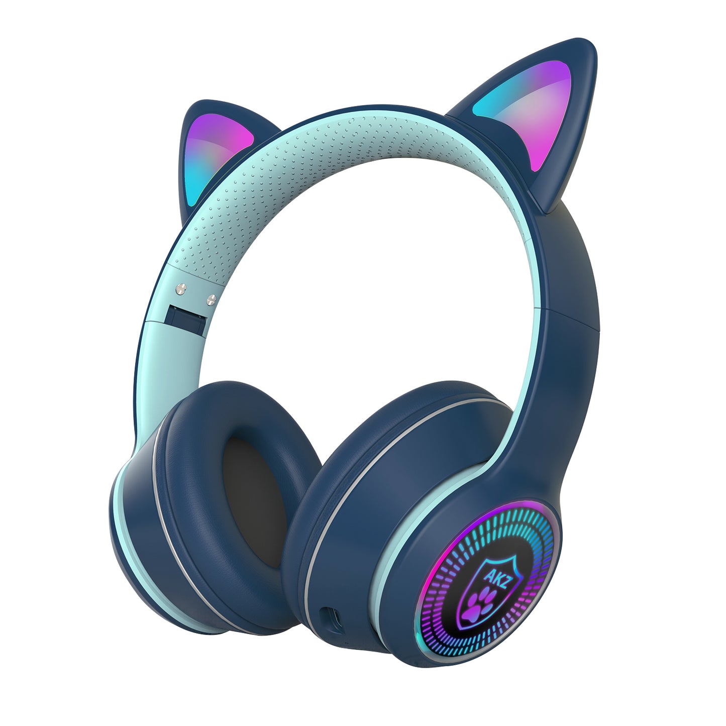 Cat Ear Gaming Bluetooth 5.1 Wireless Foldable Headphones with LED Light, VIGROS Stereo Game Music Surround Sound Over-Ear Headsets with Microphone AUX for PC, Pad, Mobile, Laptop, Game, Kids, Gift