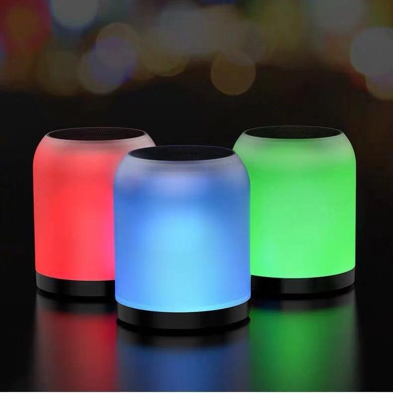 LED Portable Bluetooth Speakers with Lights, Night Light Speakers Computer Speaker, Mic TF Card