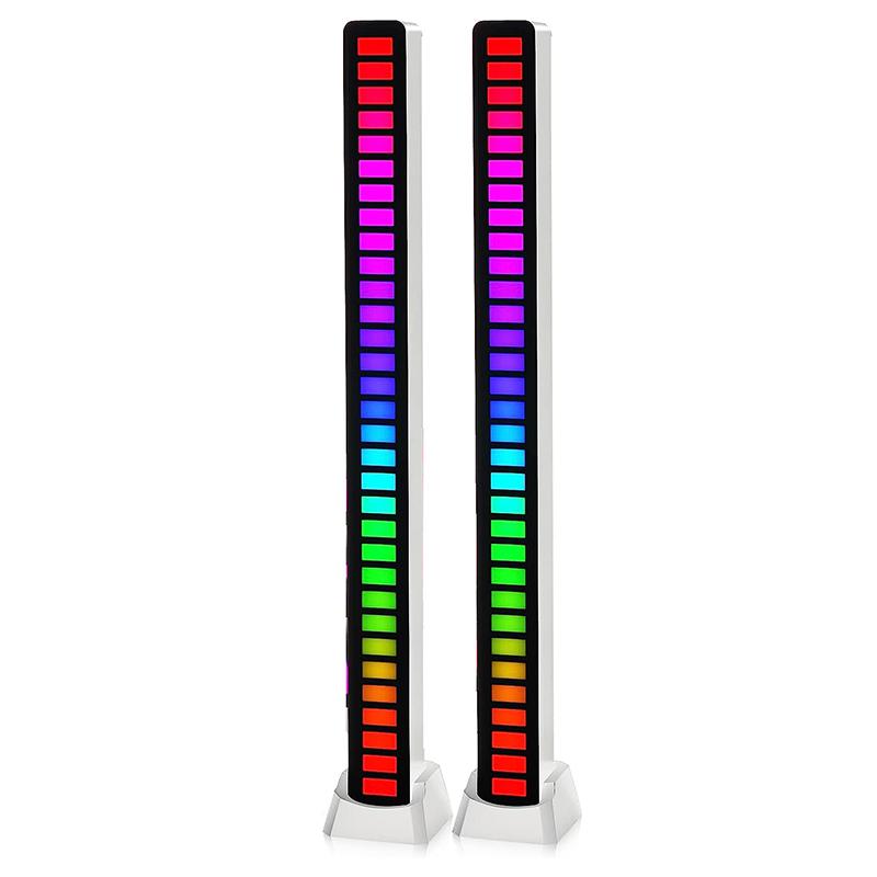 RGB Sound Reactive LED Light Bar, Sound Control Light，32 Bit Music Level Indicator, Creative Colorful Sound Control Ambient Light, Voice-Activated Pickup Rhythm Light for Party, Car Light, Desktop