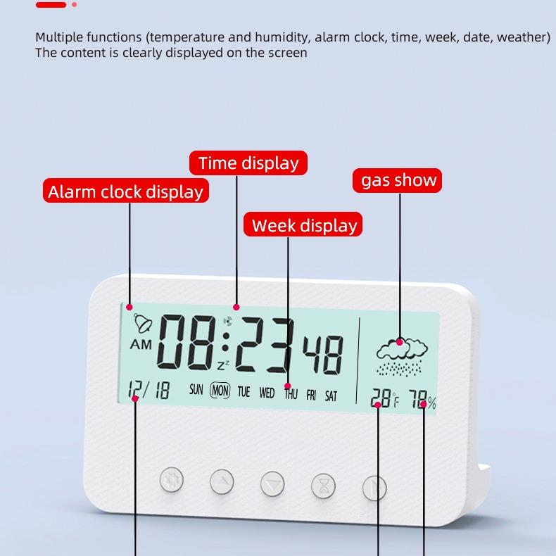 Alarm Clock LED Display Digital Alarm Clock Snooze Night Light Battery Clock with Date Calendar Temperature for Bedroom Home Office Travel