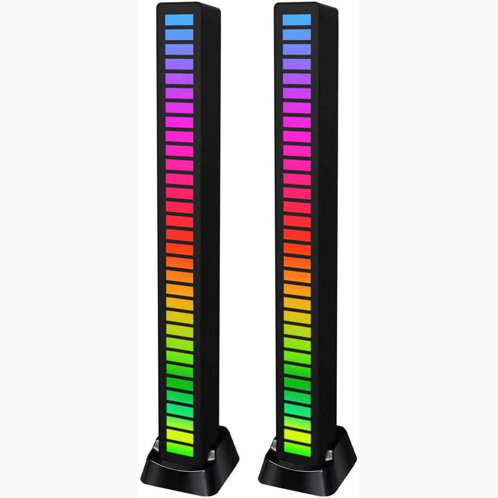 RGB Sound Reactive LED Light Bar, Sound Control Light，32 Bit Music Level Indicator, Creative Colorful Sound Control Ambient Light, Voice-Activated Pickup Rhythm Light for Party, Car Light, Desktop