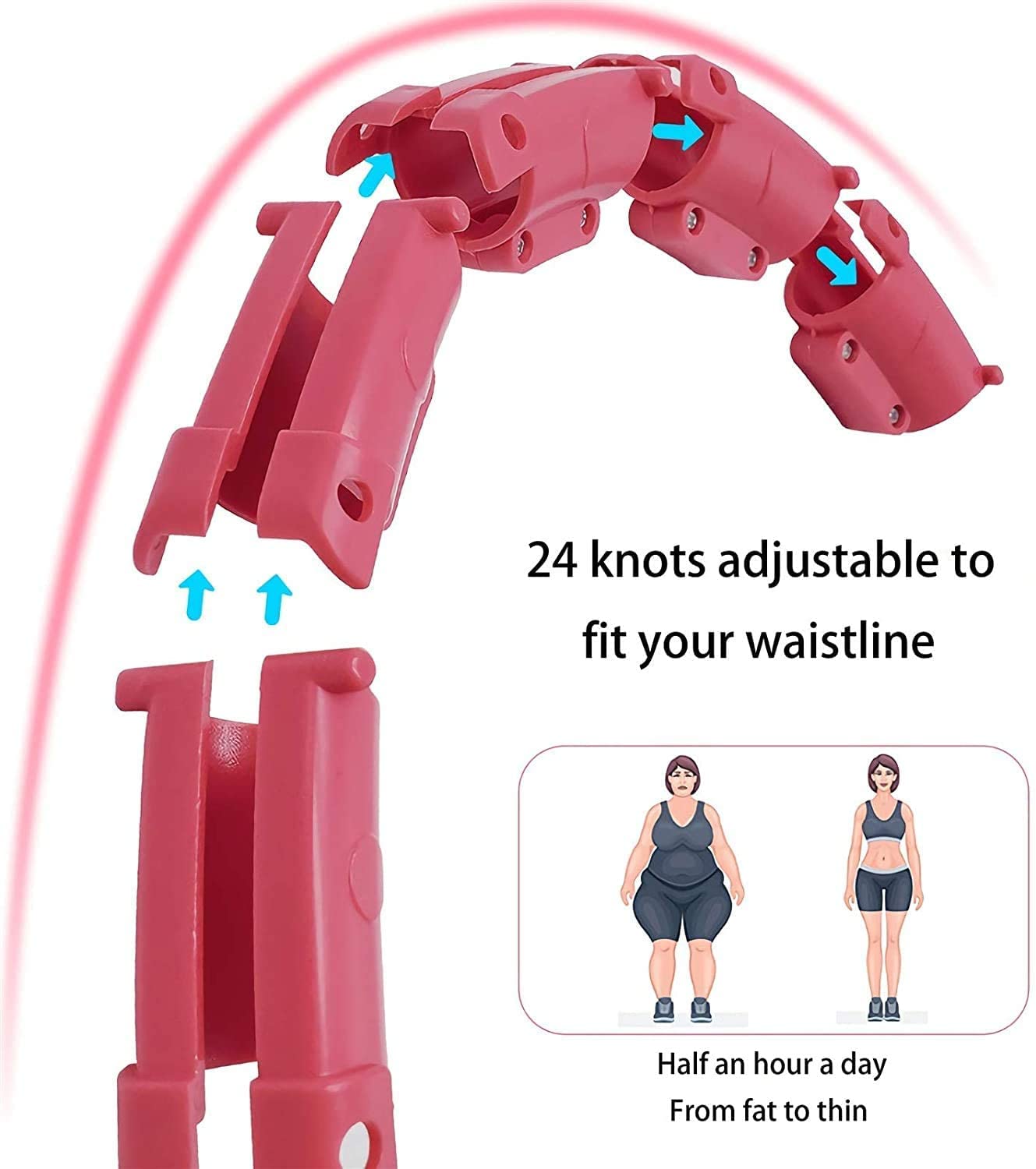 Exercise Hoops,Abdomen Fitness Weight Loss Massage,24 Detachable Knots Adjustable Size Hoops,for Adults & Kids Beginners Exercising