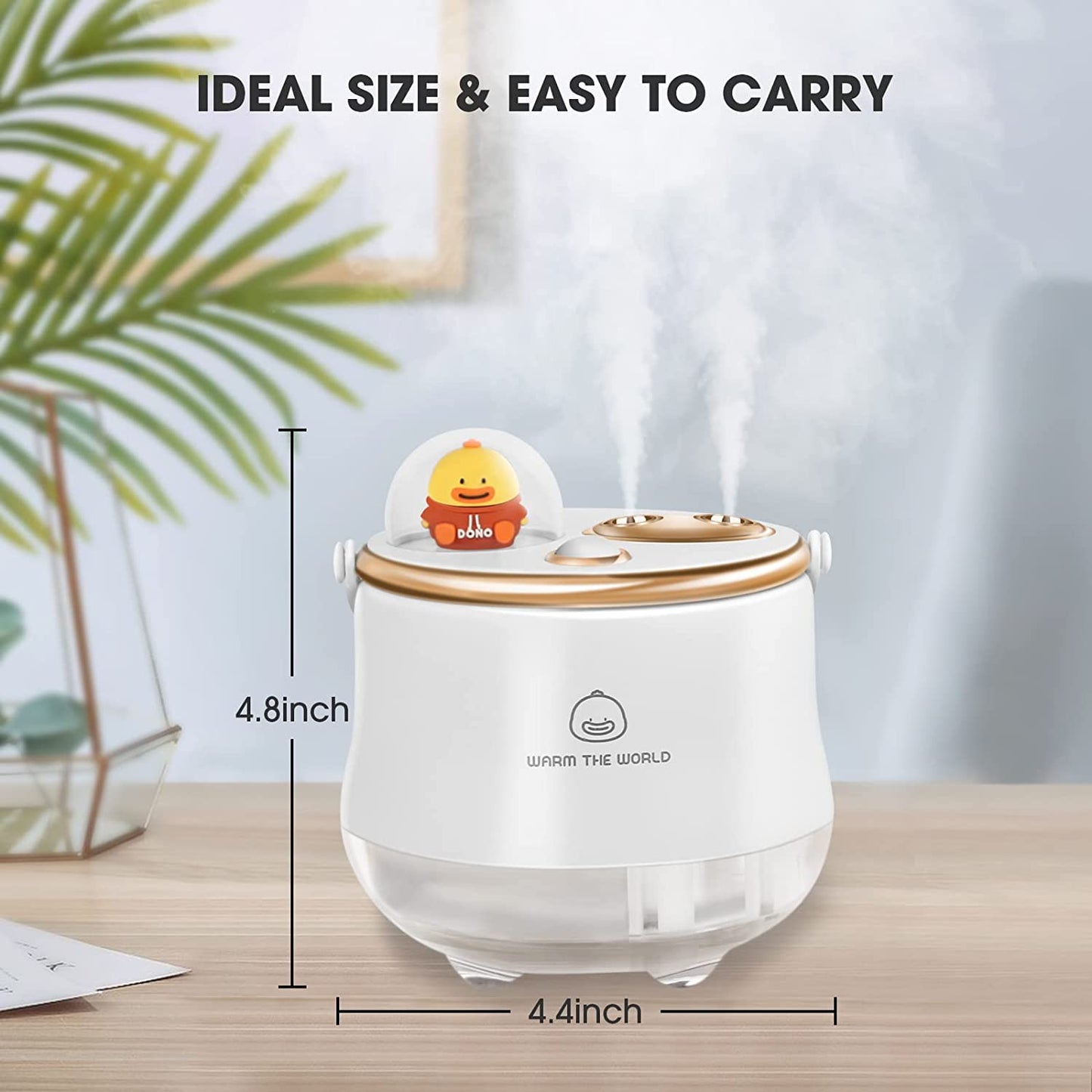 Mini Humidifiers, 3-1 Cool Mist Humidifier, Portable Humidifier with Night Light, 400ml Small Humidifier for Bedroom Baby-Room Office, Apartment Essentials, Super Quiet - White