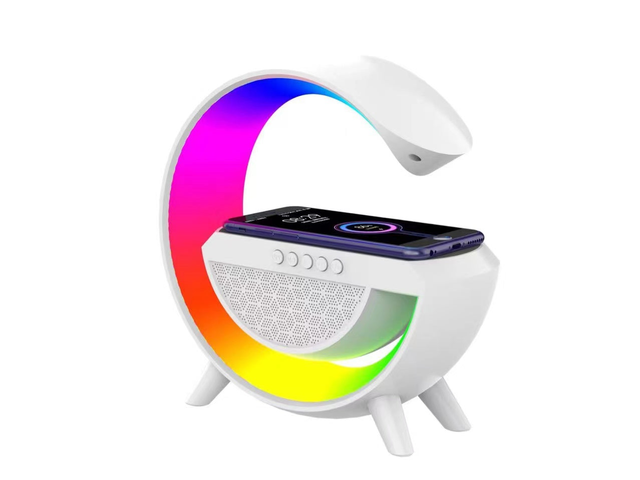 Wireless Charger Atmosphere Lamp, Bluetooth Speaker Wireless Charger with Desk Lamp Bedside Night Light Portable Small Mini Speaker