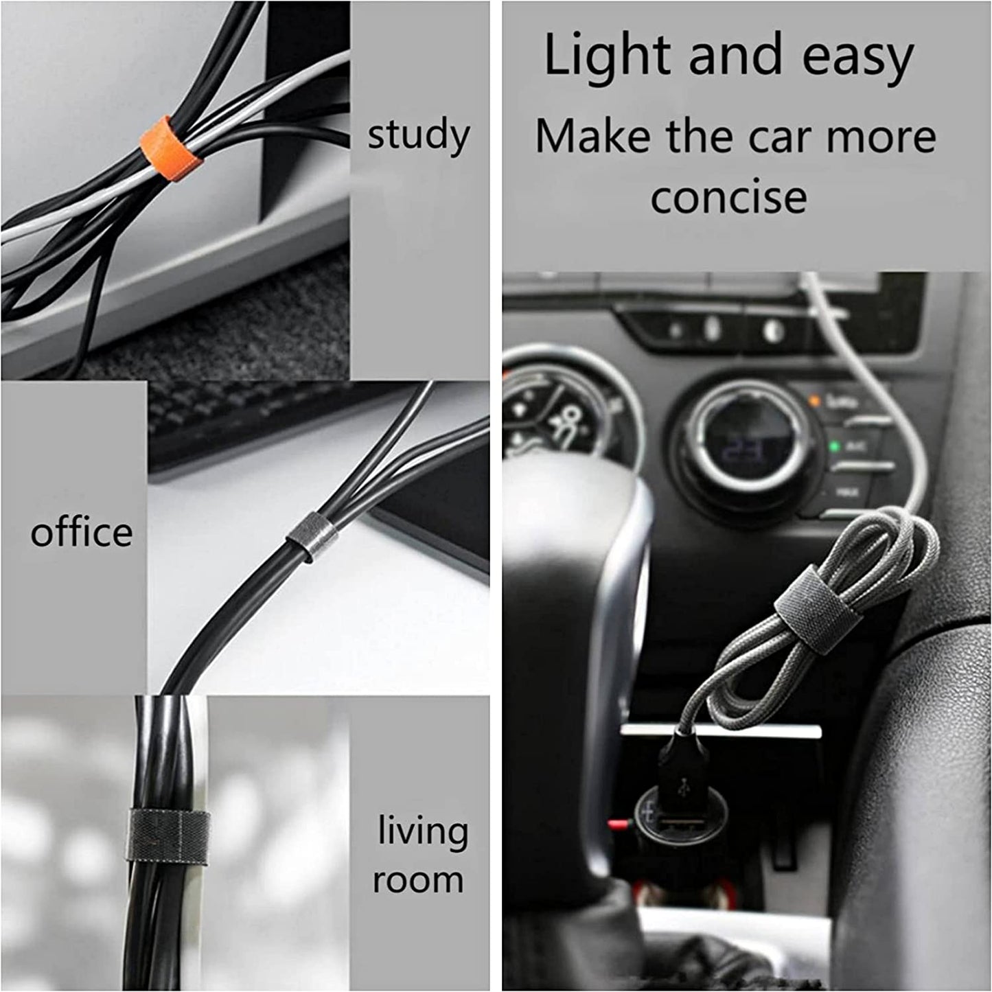 Hook Loop Cable Ties  Fastening Cable Ties Reusable Cable Straps Double-Sided Self Gripping Fastener Cable Management Tape for Home,Office, Wire Bundling