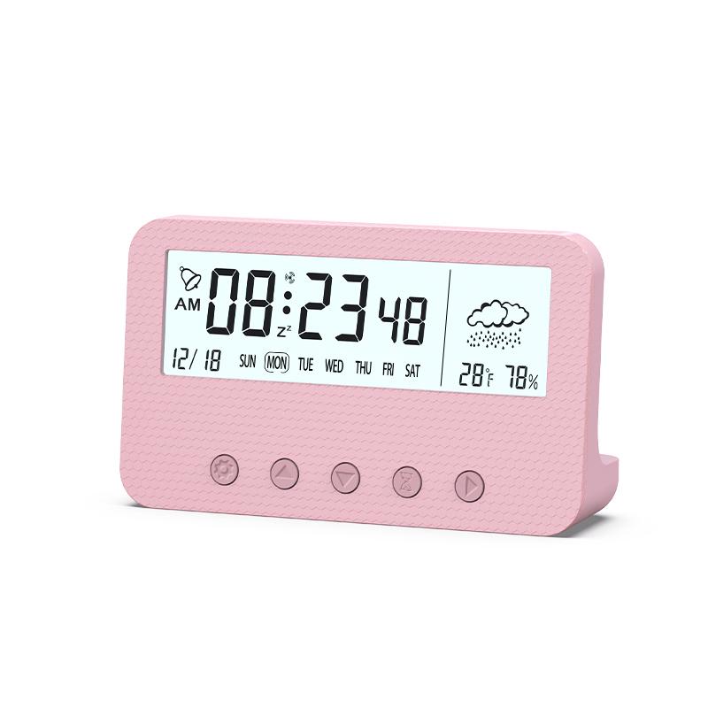 Alarm Clock LED Display Digital Alarm Clock Snooze Night Light Battery Clock with Date Calendar Temperature for Bedroom Home Office Travel