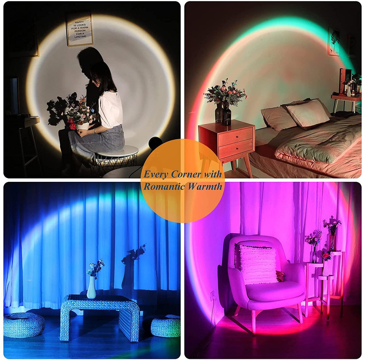 Sunset Projection Lamp LED Floor Light Rainbow Modern Night Light Living Room Stand Light Romantic for Bedroom for Girlfriend LED Gift USB Charge