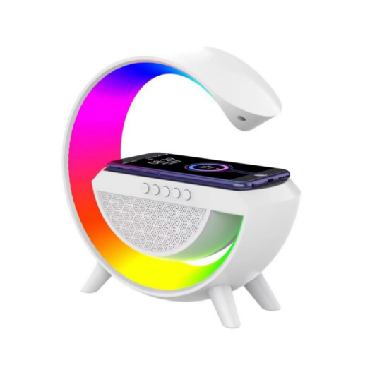 Wireless Charger Atmosphere Lamp, Bluetooth Speaker Wireless Charger with Desk Lamp Bedside Night Light Portable Small Mini Speaker