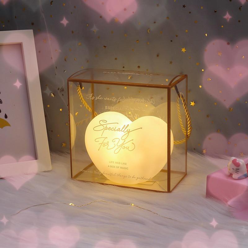 Heart Shape Night Light LED Soft Light Nursery Bed Lamp Heart Shaped Moon Lamp for Valentine's Day Gifts Christmas Home Decor