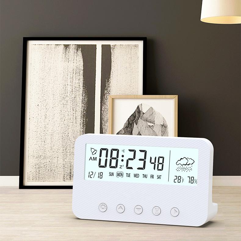 Alarm Clock LED Display Digital Alarm Clock Snooze Night Light Battery Clock with Date Calendar Temperature for Bedroom Home Office Travel