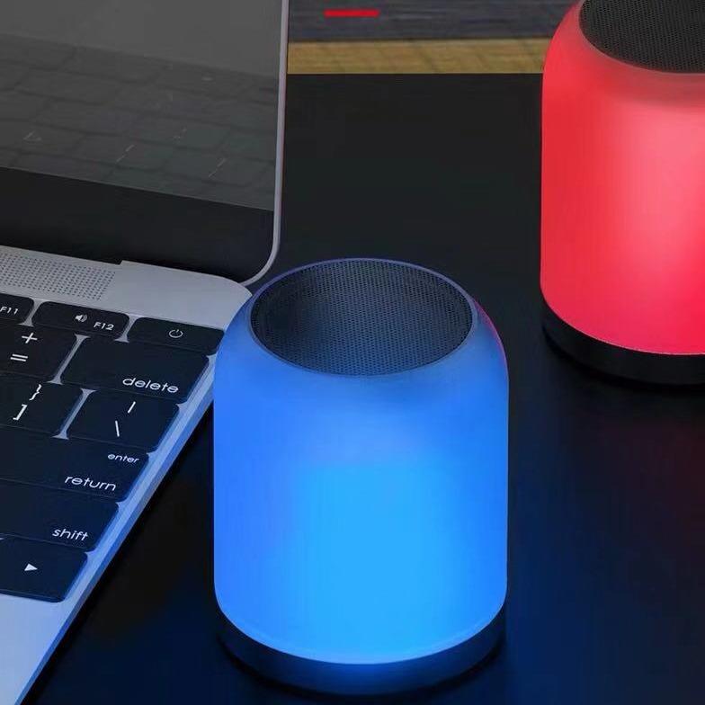 LED Portable Bluetooth Speakers with Lights, Night Light Speakers Computer Speaker, Mic TF Card