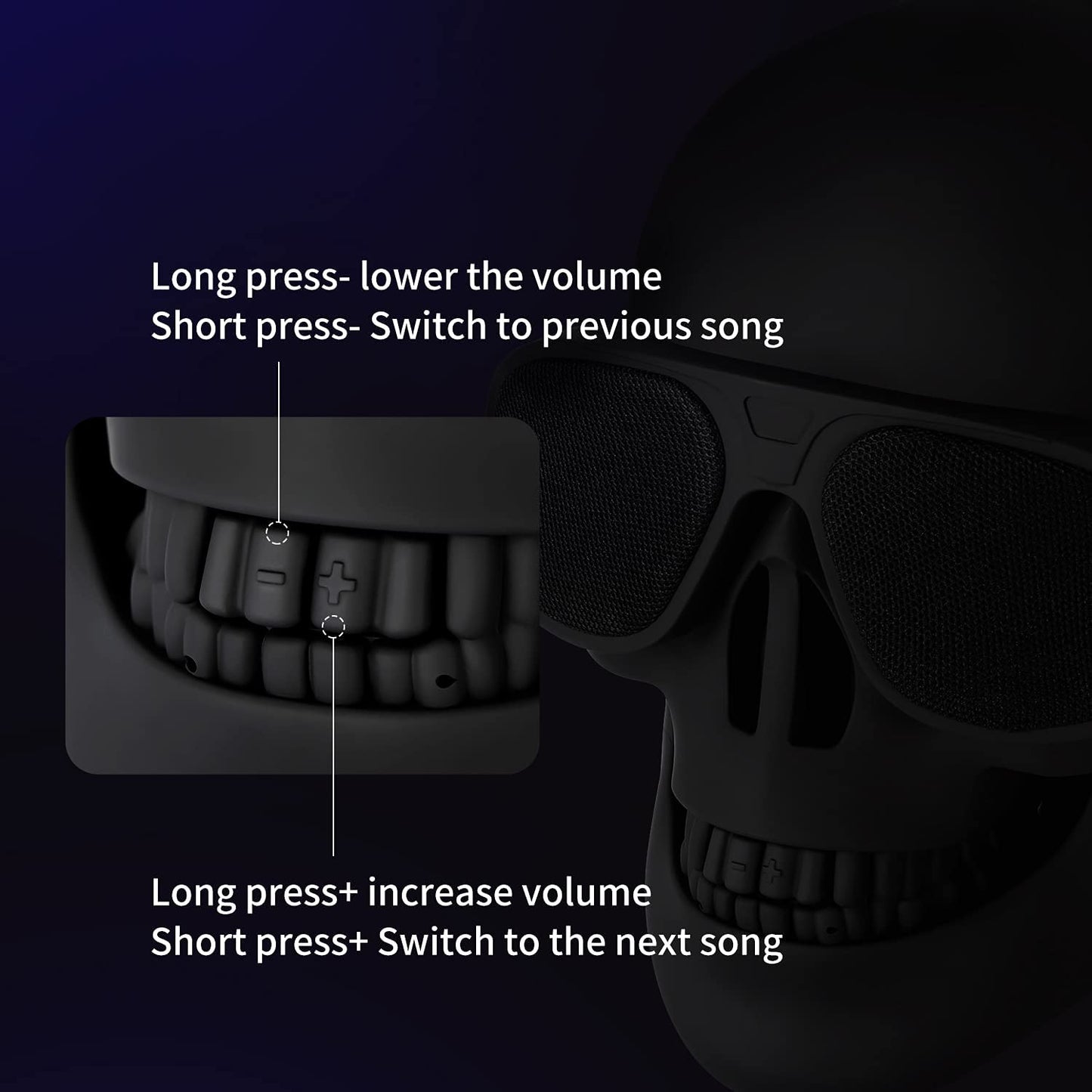 Skull Speaker, Portable Bluetooth Speakers Unique Speaker 8W Output Bass Stereo Compatible for Desktop PC/Laptop/Mobile Phone/MP3/MP4 Player for Halloween Decorations for Gift Party